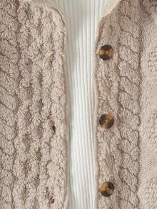 Young Girl' Vacation Casual Comfortable Jacquard Diamond Pattern Long Sleeve Hooded Cardigan, Suitable For Outdoor Wear Fall Winter - Camel - View 5