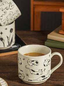 Coffee Cup Coarse Clay Cup Mug Household Hand-Painted Underglaze Retro Creative Ceramic Cup Ancient Style Ins Style Creative Personalized Retro Household Water Cup Coffee Cup Summer Water Replenishment Retro Drinkware Cup Aesthetics Office Water Replenishment Holiday Water Cup Bedside Water Bottle Office Water Replenishment Minimalist Water Cup - Multicolor - View 4