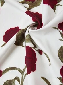 Ellevyn Women's Floral Print Ruffle Halter Top And Wide Leg Pants Elegant 2-Piece Set - Red Violet - View 4