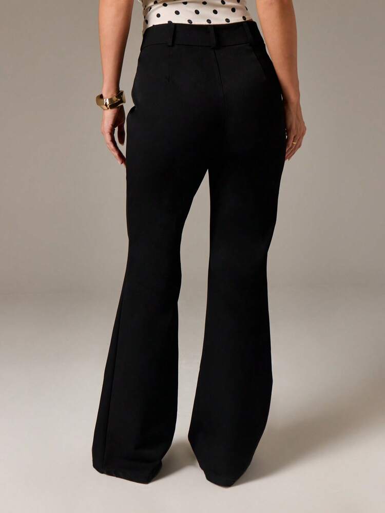 High Waisted Flared Tailored Trousers