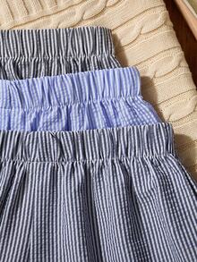 EverLounge 女士休闲条纹松紧腰舒适短裤，家居服睡眠短裤套装，夏季 - 彩色 - 查看 4