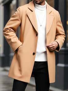 SHEIN Tween Boy Casual Woolen Pocket Mid-Length Coat Jacket, Suitable For Autumn, Spring, Winter, Suitable For Outdoor Play, School, Street Photography, Parties And Home Leisure, High Cost-Performance Quilted Coat, Padded Coat, Winter Coat, Padded Coat, Down Coat,Kids' Back To School, Boys Long Coats Fall