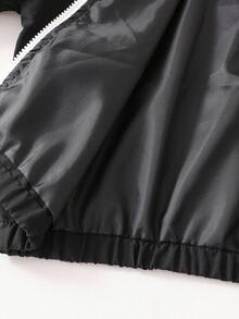 Bộ áo khoác cardigan và chân váy mini họa tiết chắp vá đơn giản cho bé gái tuổi mới lớn, mùa thu - màu đen - Xem 8