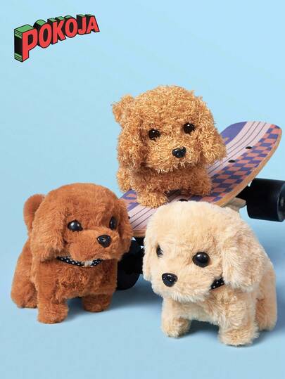 1 件仿真毛绒小狗会走路会叫会发出声音可爱泰迪狗拉布拉多/圣伯纳狗创意电动儿童玩具电子宠物男孩女孩毛绒玩具礼物3岁以上儿童