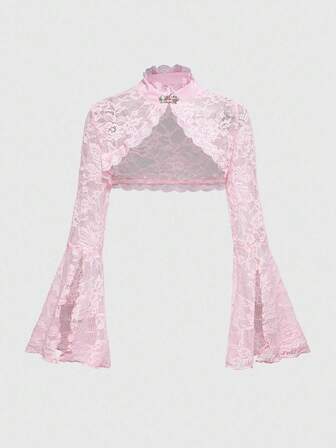 Goth Gotischer vielseitiger Spaltärmel Frauen Spitze Bolero Strickjacke