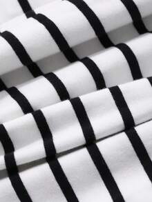 Livesso Striped Sleeveless Loose Comfy Jumpsuit Loungewear Pajama - Black and White - View 8