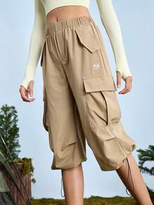 In My Nature Pantalones cargo para mujer con dobladillo con cordón