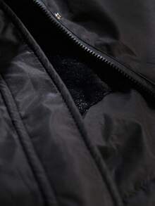 Aveloria Modichic New Casual Chic Minimalist Zipper Hooded Padded Coat, High-End Design Thermal Lined Thick Fur Collar Parka - Black - View 8