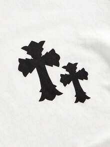 Shutterstock Y2Kool 女士交叉印花抽绳修身长袖上衣图案露脐上衣白色露脐上衣修身露脐上衣长袖露脐上衣搭配建议冬季时尚服装系列新年穿搭棉质 - 白色 - 查看 4