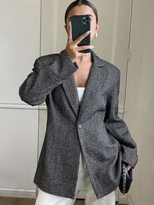 DAZY Áo khoác Blazer ve bo eo cho nữ Áo khoác nữ - Xám - Xem 4