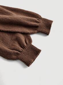 SHEIN MOD 女式卡其色露肩长袖时尚毛衣，秋季 - 駝色 - 查看 6