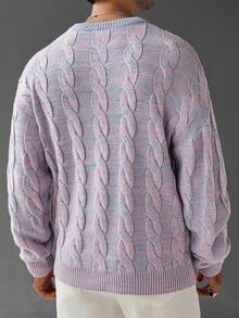 Manfinity Homme Pull col rond à tricot torsadé décontracté pour hommes, automne/hiver