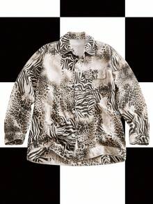 Glamance Áo khoác denim họa tiết da báo, ngựa vằn, động vật dành cho nữ, phù hợp cho Halloween, dạo phố, tiệc trở lại trường, tiệc tối, áo sơ mi họa tiết động vật Y2K áo sơ mi họa tiết hổ áo sơ mi họa tiết da báo áo sơ mi họa tiết ngựa vằn áo sơ mi báo gêpa ý tưởng kết hợp bộ sưu tập quần áo thời trang mùa đông trang phục năm mới - Màu xám đen - Xem 1