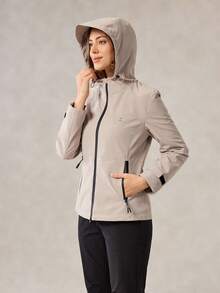 OutZeal 女式防水防风修身拉链口袋连帽户外外套徒步露营