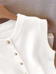 Franclia 女士优雅简约法式时尚淑女百搭优雅针织开衫 - 白色 - 查看 5