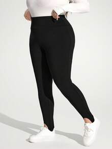 Enliva 大码女式修身保暖打底裤，适合万圣节/秋季/冬季穿着 - 黑色 - 查看 6