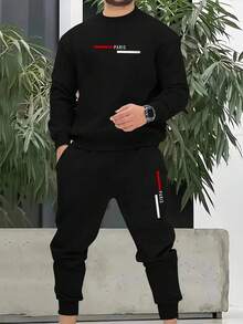 Manfinity Sport Corelite Men's Sports Suit, Round Neck Sweatshirt And Sweatpants, PARIS Fashion Outfit