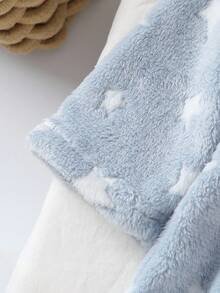 Young Boy Minimalist Football Print Long Sleeve Hooded Tie-Front Comfortable Robe Kids Bathrobe Fall Winter - Multicolor - View 6