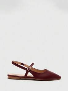 CUCCOO BIZCHIC Women's Pointed Toe Flat Maroon Strap Backless Comfortable Versatile Office Work Flats For Christmas - Burgundy - View 6