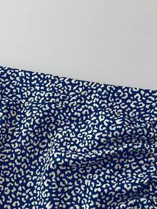 SHEIN Tall 大码休闲不对称褶饰下摆半身裙，适合度假穿着 - 藏蓝色 - 查看 4