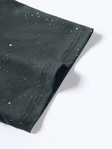 Claim Dot 男士圆领短袖银箔宽松休闲T恤 - 灰色 - 查看 6