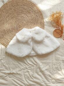 Vintaside Kids Girls' Autumn/Winter Korean Style Princess Versatile Furry Cloak Jacket, Suitable For School Performances Or Banquets