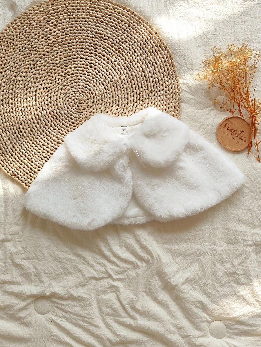 Vintaside Kids Girls' Autumn/Winter Korean Style Princess Versatile Furry Cloak Jacket, Suitable For School Performances Or Banquets