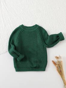 SHEIN Playful Pals Christmas Tree Shadow: Fashionable Green Sweater For Infants & Toddlers Fall Winter - Army Green - View 4