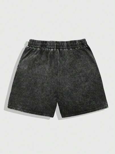 Street Life Teen Boy's Casual Washed Letter Print Shorts, Summer