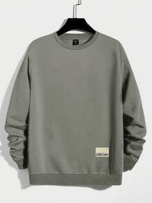 EURMUSE 100%纯棉男士字母贴花卫衣 - 薄荷綠 - 查看 5