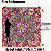 SHEIN 1件装数码印花户外遮阳帆，庭院遮阳篷，复古欧式曼陀罗花卉图案，防褪色，优质涤纶面料，结实耐用，配有4根绳子，可水洗，适合户外使用，如庭院、露营、海滩等，150克/平方米 - 彩色 - 查看 12