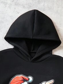 1 hanorac cu grafică de Crăciun cu Moș Crăciun pentru băieți adolescenți, potrivit pentru petrecerea de Crăciun în toamnă/iarna - Negru - Vizualizare 5