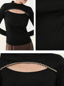 Uhlyne Women's Fashion Autumn Hollow Design Sexy Yet Elegant Retro Classic Casual High Neck Knit Slim Fit Practical Workwear Top All White Fall Cloth For Women