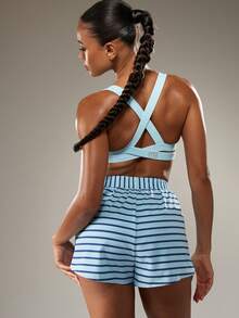 MISSGUIDED Quần short mini chạy bộ sọc năng động cho tập luyện thể dục mùa hè tại phòng tập thể dục thể thao - Nhiều màu - Xem 2