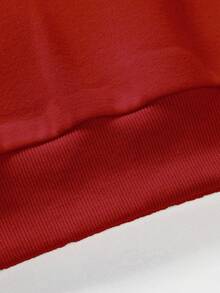 SHEIN Cottnline 100%Cotton Men's Round Neck Sweatshirt With Hand Print Outline Design - Red - View 5