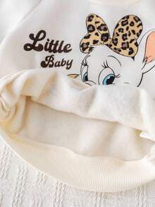 Cozy Pixies 2 件套女婴卡通动物印花柔软针织圆领长袖运动衫和松紧腰喇叭裤套装 - 彩色 - 查看 5