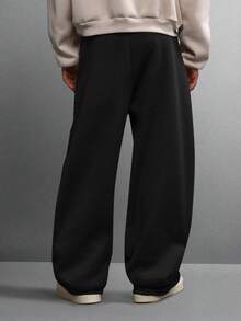 SUMWON Super Wide Leg Sweatpants With Contrasting Side Stripe Detailing Loungewear Winter Fall Fashion Baggy Streetwear Comfortable Jogger Pants Plain - Black - View 3