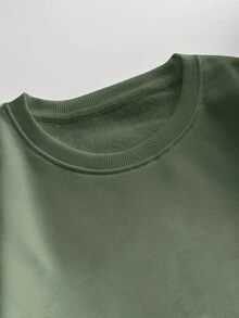 INAWLY 大码万圣节可爱鬼魂图案运动衫 - 綠色 - 查看 3