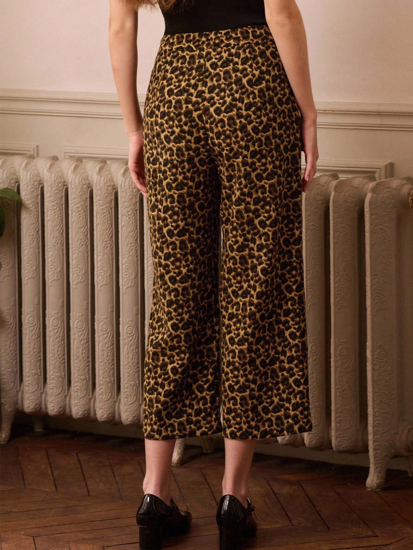 Leopard Print Corduroy Trousers With Straight-Leg Fit Spring Spring Summer Office
