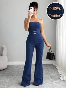 Selianne 女士时尚牛仔连体裤，夏季