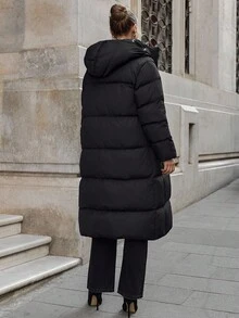 SHEIN Tall Giacca imbottita trapuntata Urban Shield - Vestibilità oversize con collo a imbuto con cordoncino, imbottitura antivento e design pronto per la strada