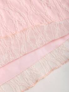 Sweetra New Lace Sheer Sexy Romantic Vacation Halter Backless Top And Mini Skirt 2 Pieces Set - Pink - View 6