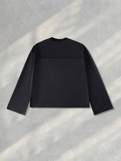 Goth Men's Jesus Print Long Sleeve T-Shirt, Loose Cropped Style, For Fall