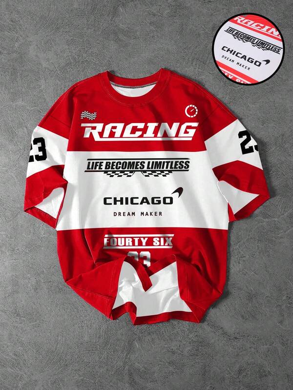 Manfinity EMRG Men's Summer Letter Print Round Neck Casual Short Sleeve T-Shirt