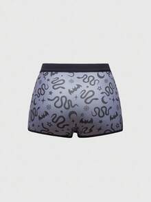 ROMWE Quần lót boxer họa tiết dơi da rắn Gothic - Màu xanh hải quân - Xem 2