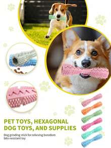 1pc Pet Chew Stick, Pet Toy - Hexagonal Dog Toys, Cat And Dog Teeth Grinding Sticks, Antichew, Boredom Relief, Food Dispensing, Dental Care Chew