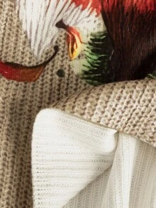 SHEIN LUNE Maglione casual oversize da donna, girocollo, in maglia a patchwork, con stampa a volpe, maniche lunghe, per autunno/inverno, stampa casuale - Multicolore - Visualizzare 4