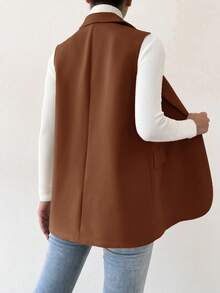 BizChic 2025 Automne/Hiver Nouveau manteau minimaliste sans manches à boutons devant de couleur unie, moderne et élégant pour les déplacements urbains quotidiens. Polyvalent pour Noël, Nouvel An, Thanksgiving, fête, plage, remise de diplôme. Convient pour les invités de mariage, l'hôte, les rendez-vous, les fêtes, les concerts, les brunchs, l'aéroport, pour de multiples occasions - Tabac - Voir 3