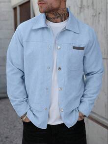 Manfinity CasualCool 男士休闲百搭简约长袖外套，秋日浅蓝色灯芯绒外套 - 淺藍色 - 查看 8