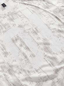 ROMWE MEN Prep Men's Distressed Crew Neck Short Sleeve Casual Loose T-Shirt, Summer - Grey - View 3